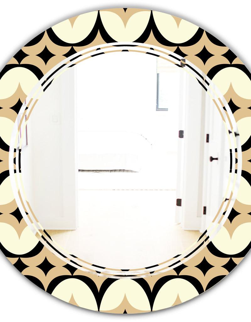 DesignQ Abstract Retro Geometrical Design VII - Modern Round Or Oval Wall Mirror - Triple C