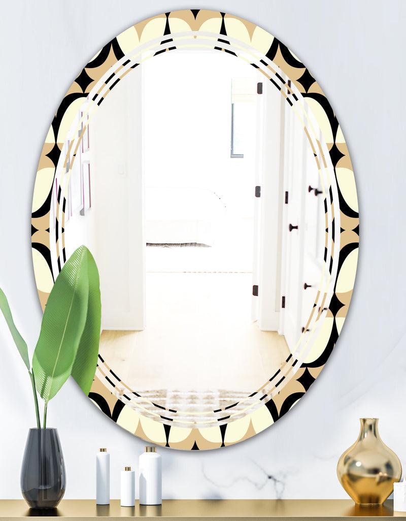 DesignQ Abstract Retro Geometrical Design VII - Modern Round Or Oval Wall Mirror - Triple C