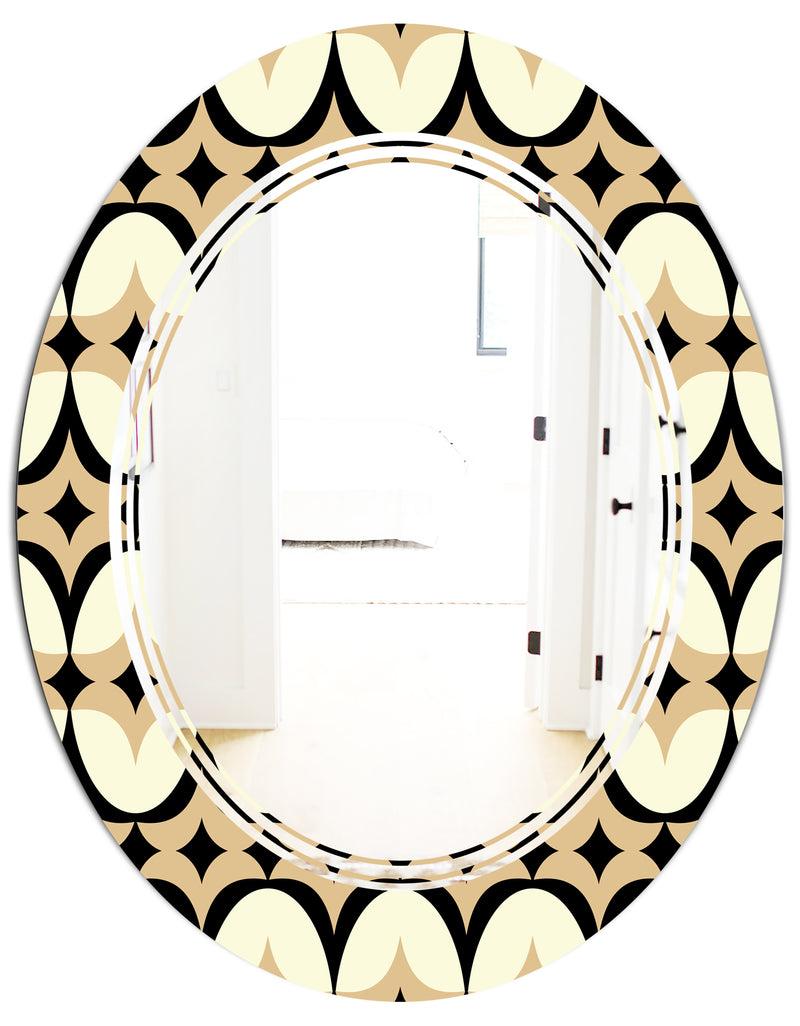 DesignQ Abstract Retro Geometrical Design VII - Modern Round Or Oval Wall Mirror - Triple C