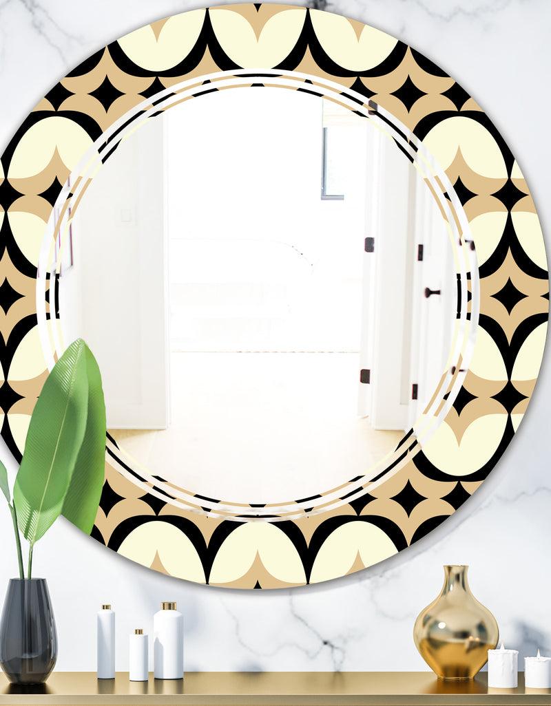 DesignQ Abstract Retro Geometrical Design VII - Modern Round or Oval Wall Mirror - Triple C