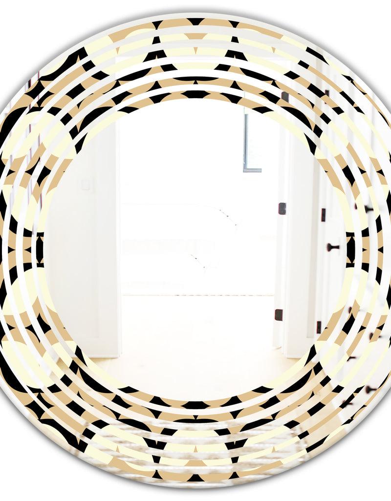 DesignQ Abstract Retro Geometrical Design VII - Modern Round Or Oval Wall Mirror - Wave