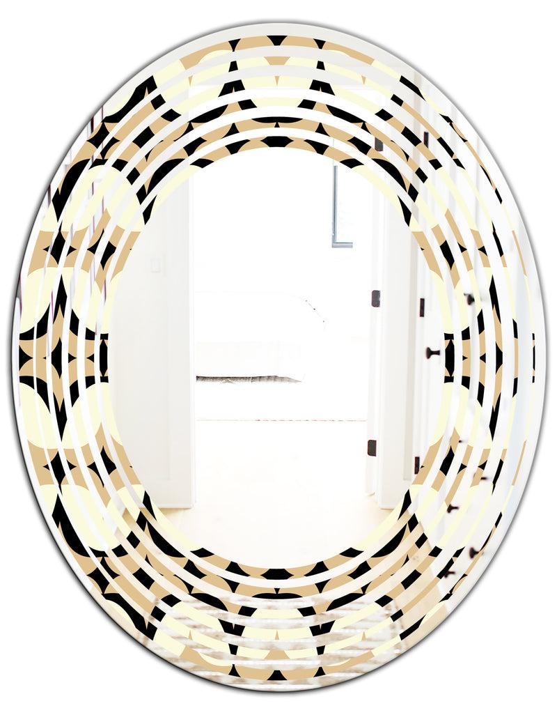 DesignQ Abstract Retro Geometrical Design VII - Modern Round Or Oval Wall Mirror - Wave