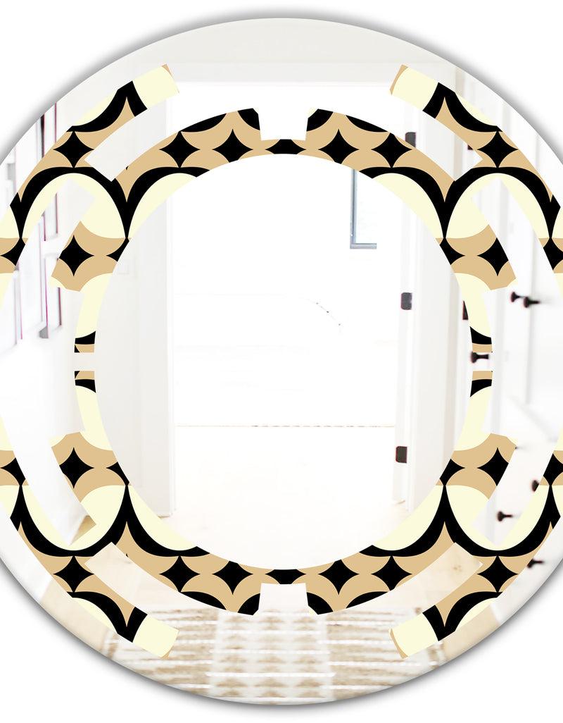 DesignQ Abstract Retro Geometrical Design VII - Modern Round Or Oval Wall Mirror - Space