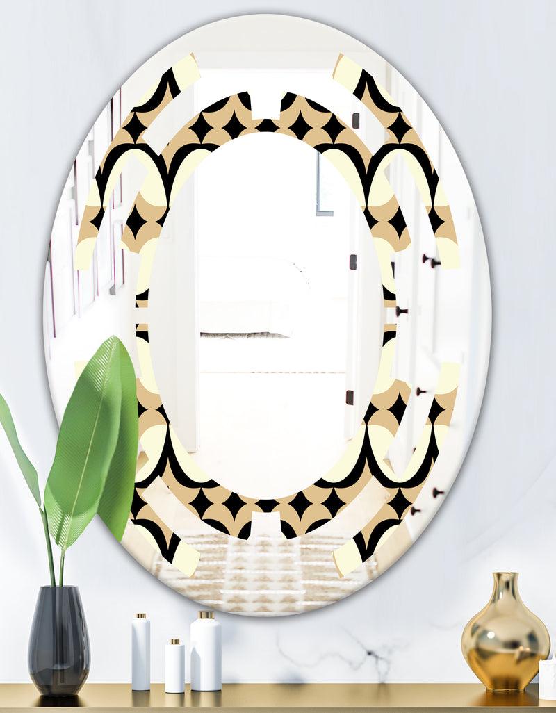 DesignQ Abstract Retro Geometrical Design VII - Modern Round Or Oval Wall Mirror - Space