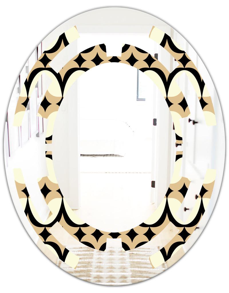 DesignQ Abstract Retro Geometrical Design VII - Modern Round Or Oval Wall Mirror - Space