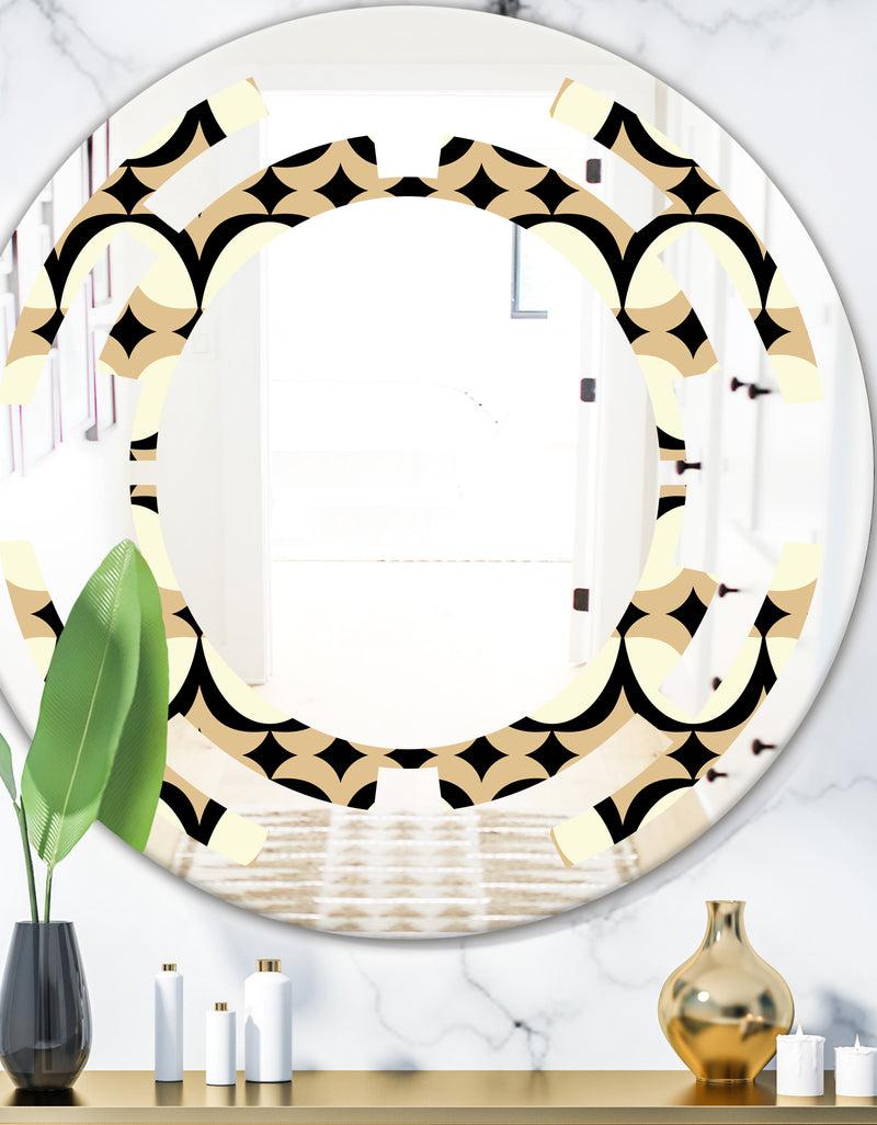 DesignQ Abstract Retro Geometrical Design VII - Modern Round or Oval Wall Mirror - Space