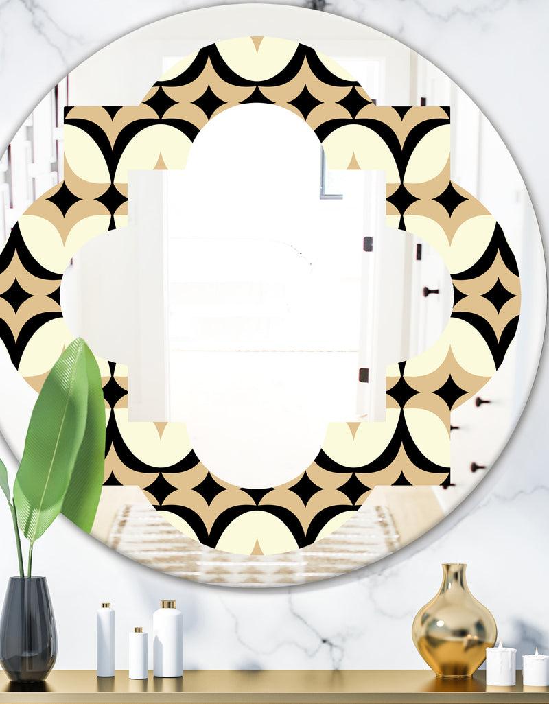 DesignQ Abstract Retro Geometrical Design VII - Modern Round or Oval Wall Mirror - Quatrefoil