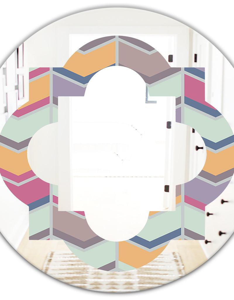 DesignQ Abstract Retro Geometrical Design X - Modern Round Or Oval Wall Mirror - Quatrefoil