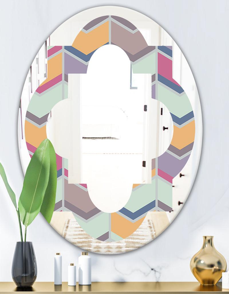 DesignQ Abstract Retro Geometrical Design X - Modern Round Or Oval Wall Mirror - Quatrefoil