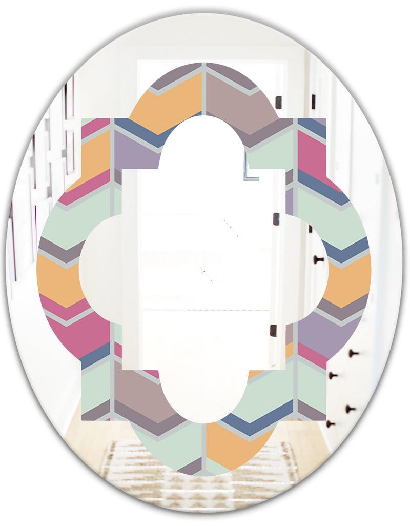 DesignQ Abstract Retro Geometrical Design X - Modern Round Or Oval Wall Mirror - Quatrefoil
