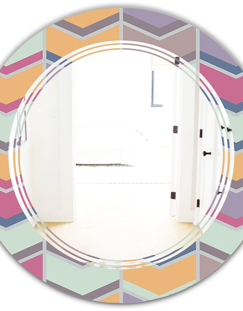 DesignQ Abstract Retro Geometrical Design X - Modern Round Or Oval Wall Mirror - Triple C