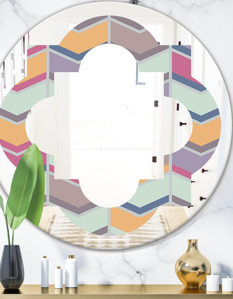 DesignQ Abstract Retro Geometrical Design X - Modern Round or Oval Wall Mirror - Quatrefoil