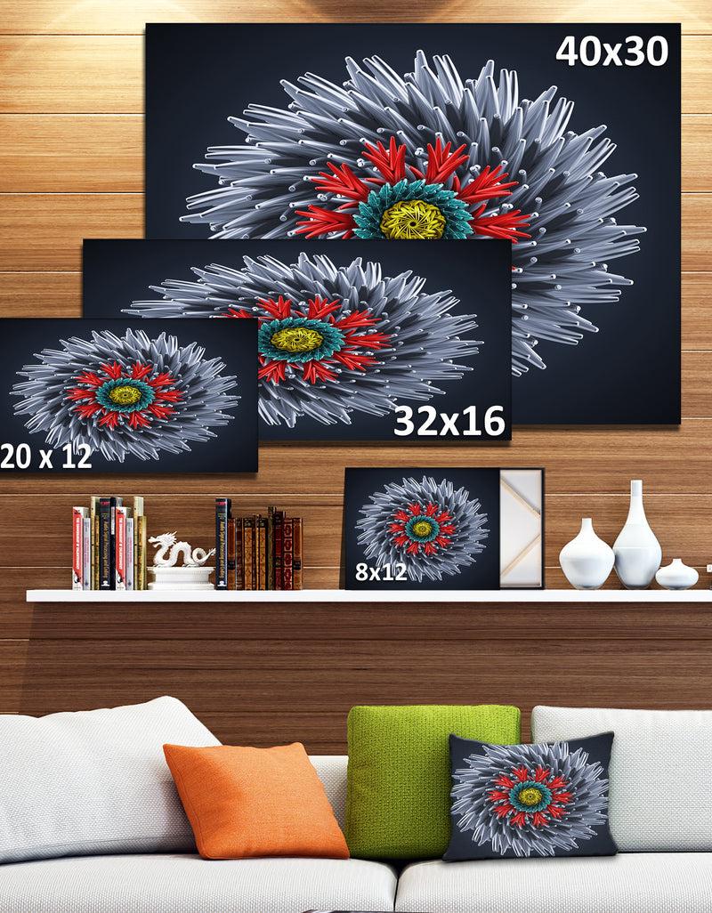 DesignQ Abstract Silver 3D Flower - Abstract Artwork On Canvas
