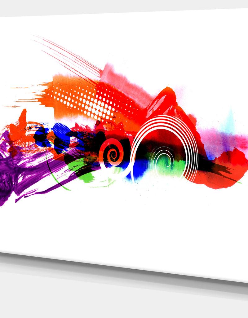 DesignQ Abstract Splashes Of Colors - Abstract Painting Canvas Print