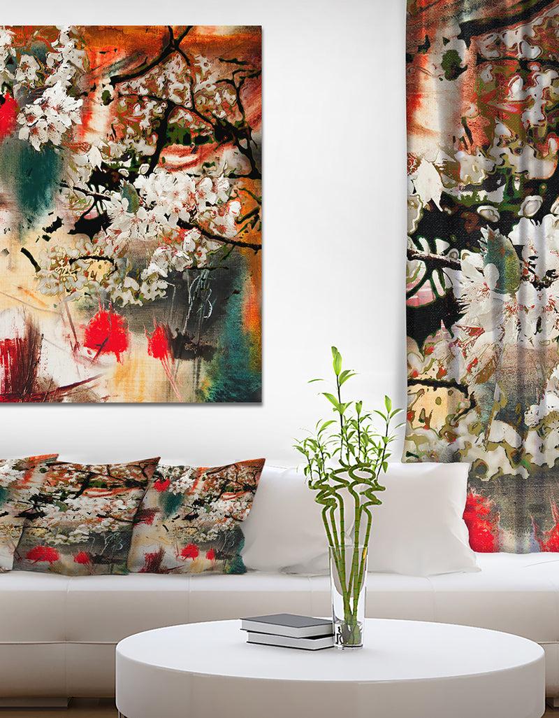 DesignQ Abstract Spring motif - Floral Painting Print on Wrapped Canvas