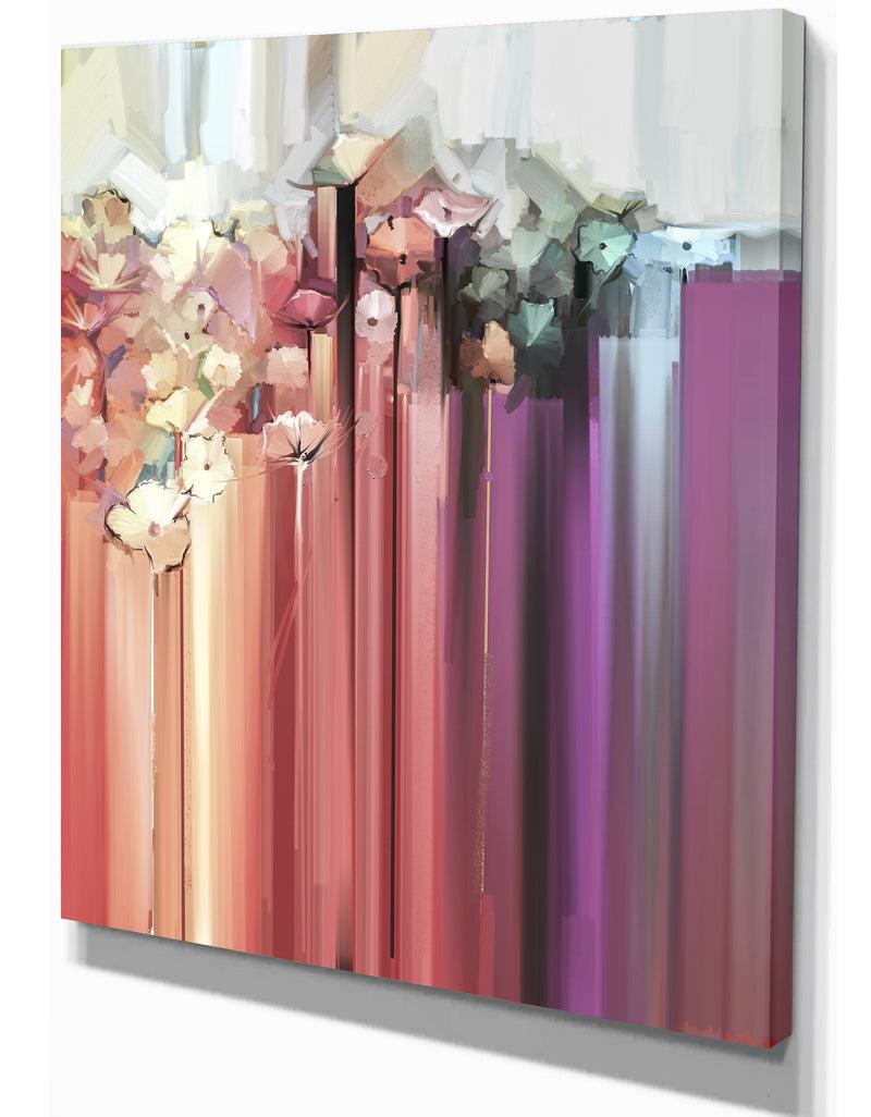 DesignQ Abstract Spring Seasonal Vintage Style - Floral Painting Print On Wrapped Canvas