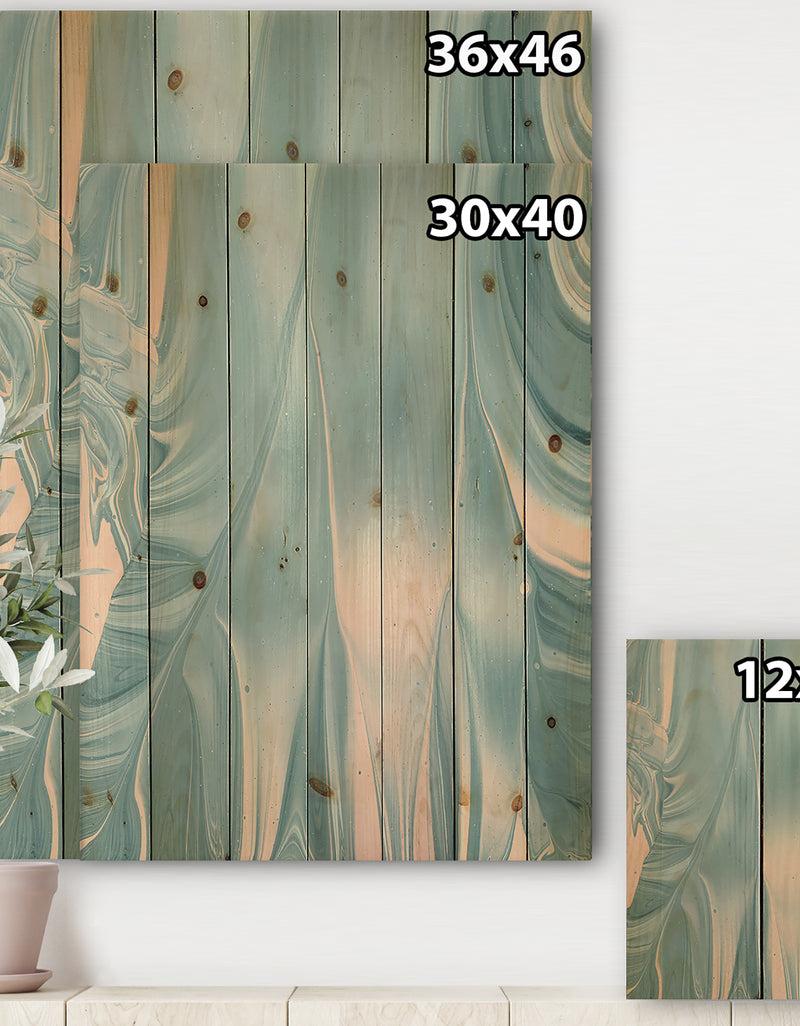 DesignQ Abstract Water I - Modern Transitional Print On Natural Pine Wood