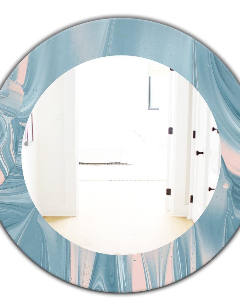 DesignQ Abstract Water I - Traditional Mirror - Oval Or Round Wall Mirror