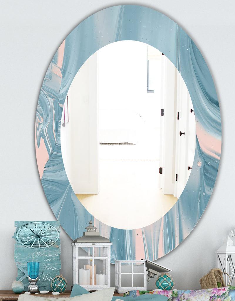 DesignQ Abstract Water I - Traditional Mirror - Oval Or Round Wall Mirror