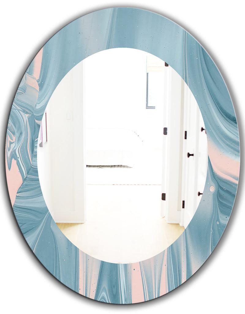 DesignQ Abstract Water I - Traditional Mirror - Oval Or Round Wall Mirror