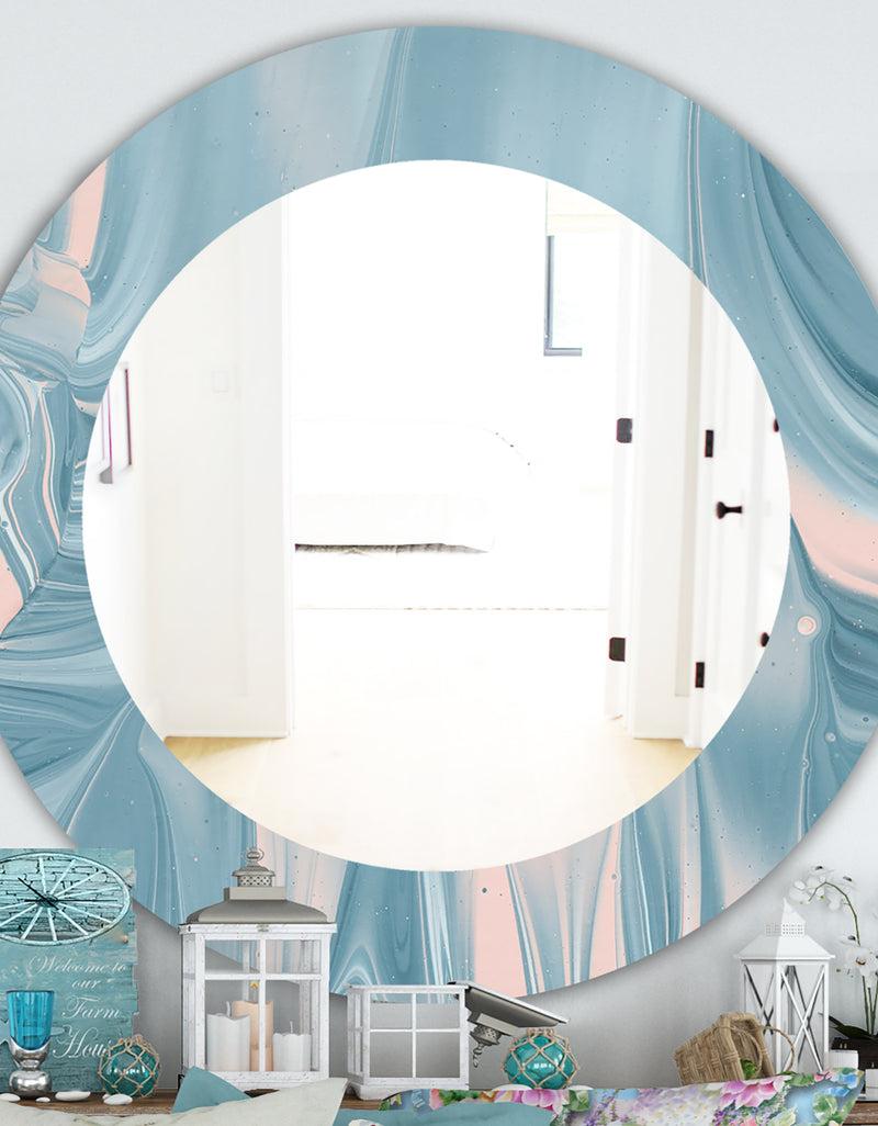 DesignQ Abstract Water I - Traditional Mirror - Oval or Round Wall Mirror