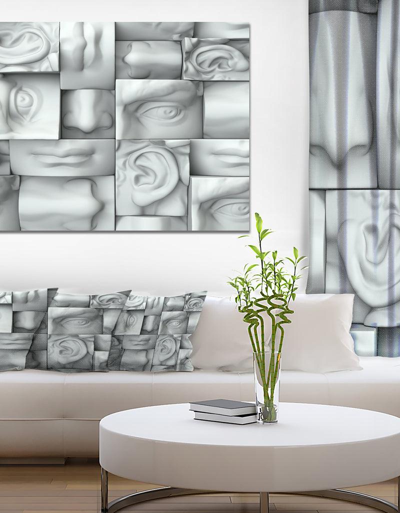 DesignQ Abstract White Blocks'Large Abstract Wall Art