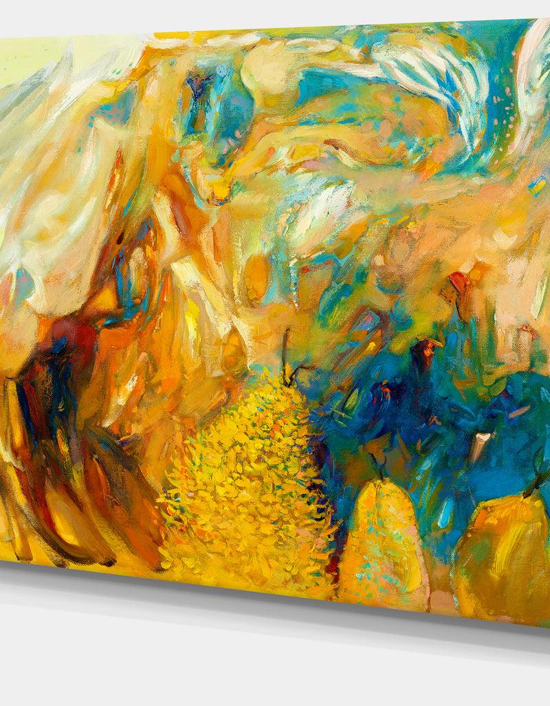 DesignQ Abstract Yellow Collage - Abstract Large Canvas Print
