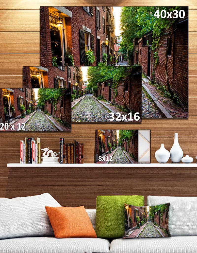 DesignQ Acorn Street Massachusetts - Landscape Canvas Wall Artwork