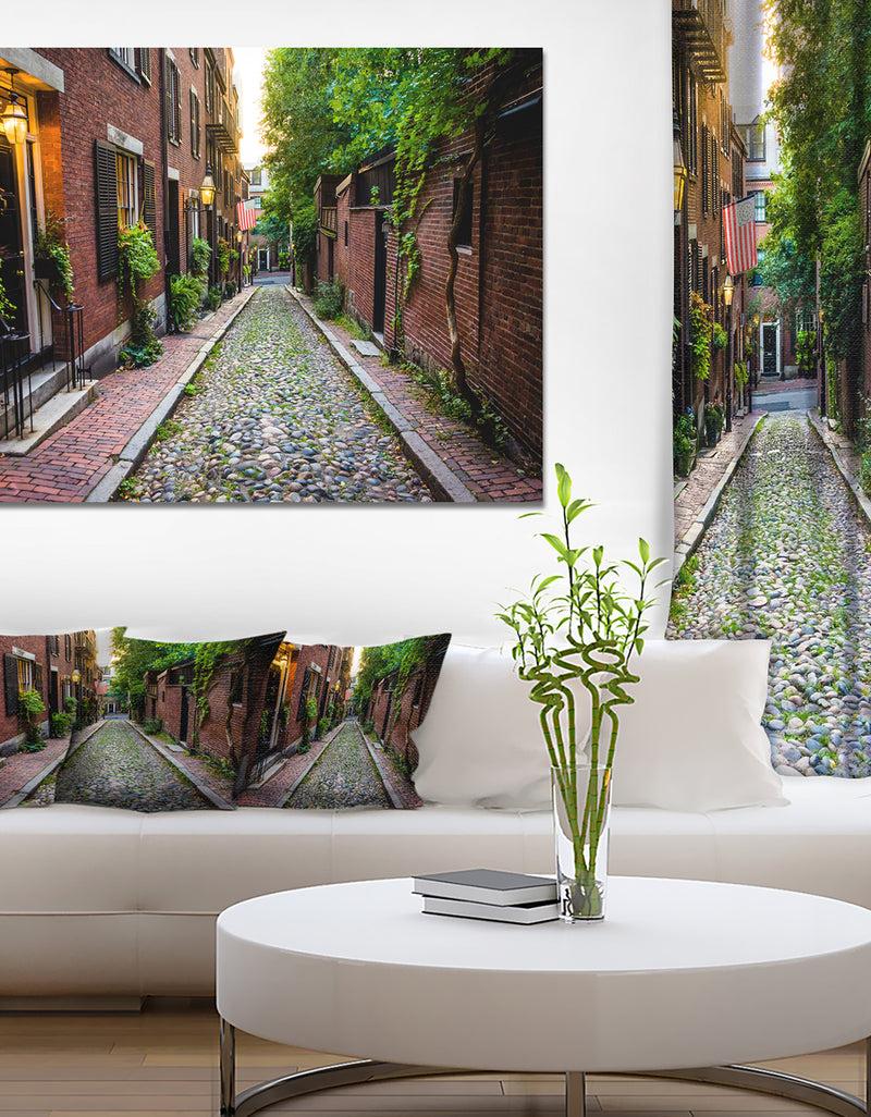 DesignQ Acorn Street Massachusetts - Landscape Canvas Wall Artwork