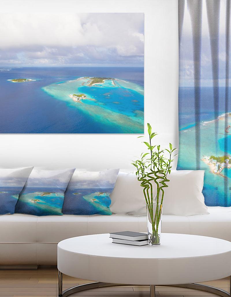 DesignQ Aerial View of Maldives Island - Modern Seascape Canvas Artwork