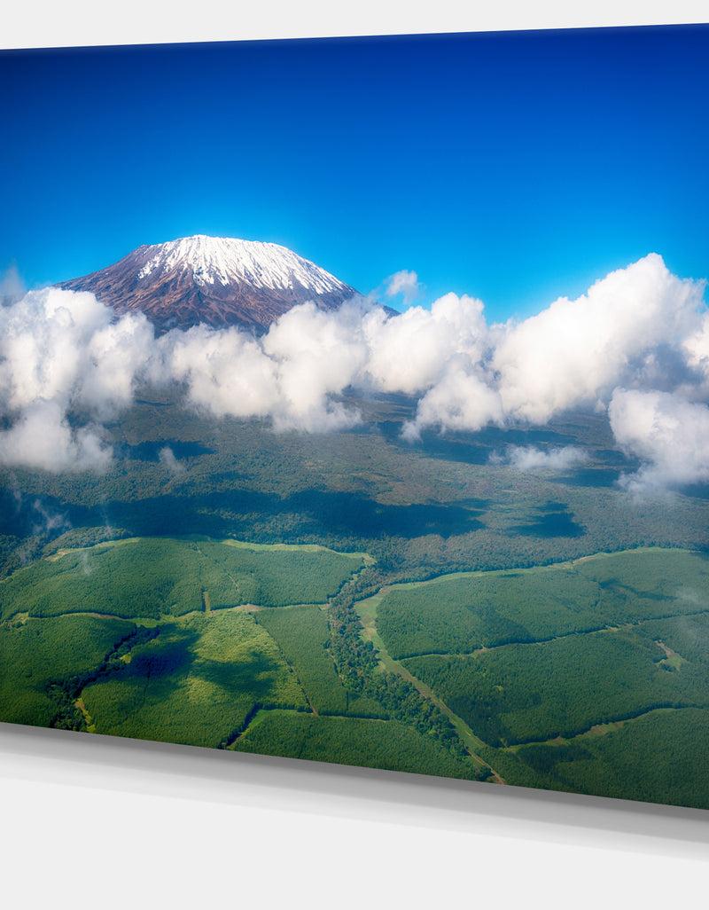 DesignQ Aerial View Of Mount Kilimanjaro - Extra Large Landscape Canvas Art Print