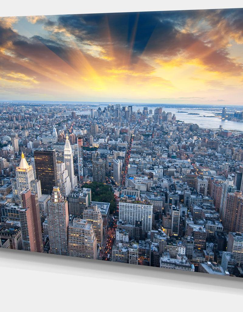 DesignQ Aerial View Of NYC Skyscrapers - Cityscape Photo Canvas Print