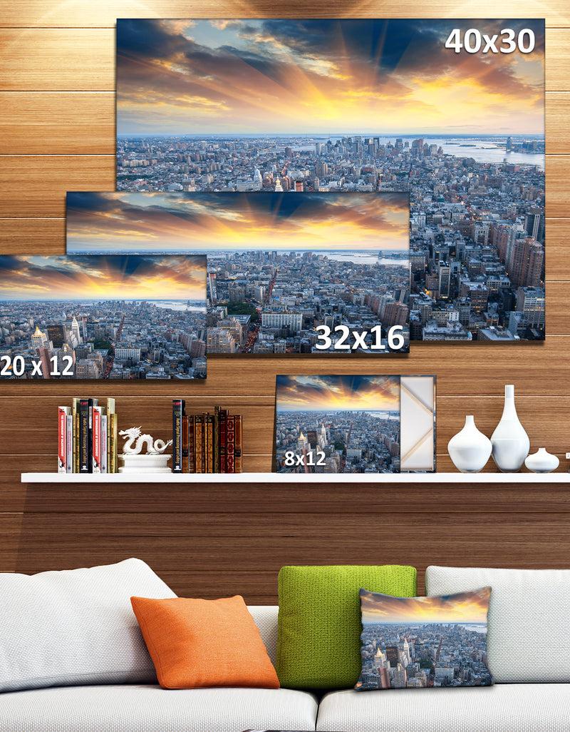 DesignQ Aerial View Of NYC Skyscrapers - Cityscape Photo Canvas Print