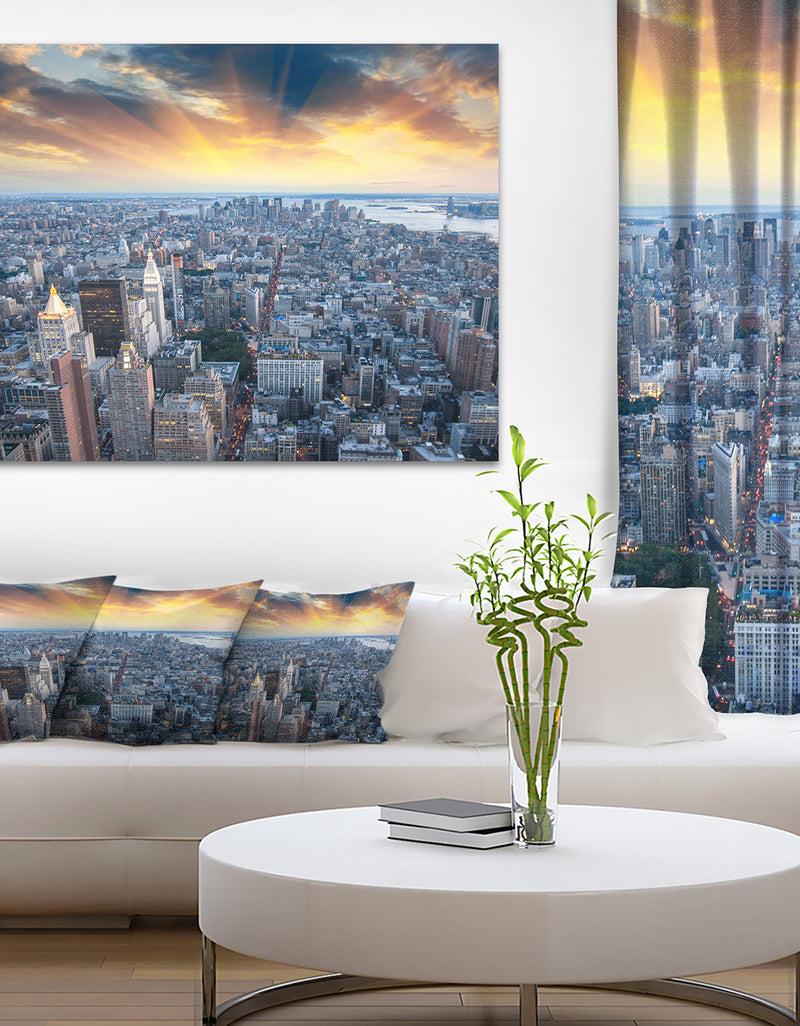 DesignQ Aerial View of NYC Skyscrapers - Cityscape Photo Canvas Print