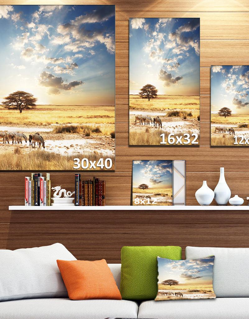 DesignQ African Zebras Drinking Water - Extra Large African Art Print