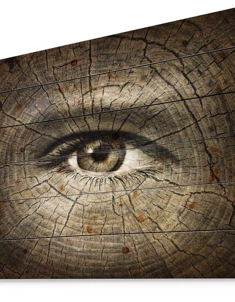 DesignQ Aging Eyes - Abstract Print On Natural Pine Wood