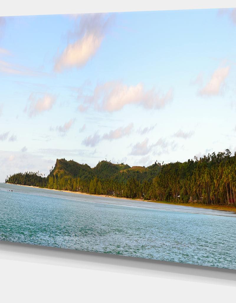 DesignQ Aitutaki Lagoon Large Panorama - Modern Seascape Canvas Artwork