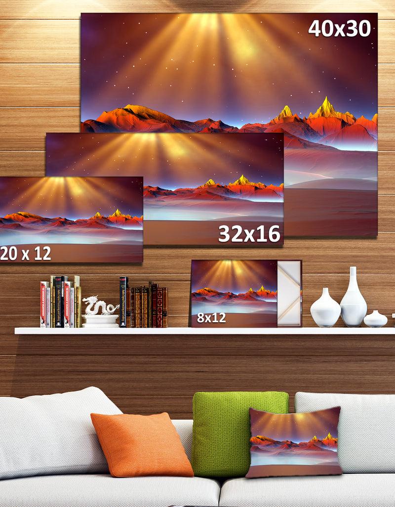 DesignQ Alien Landscape At Sunset - Landscape Canvas Wall Artwork