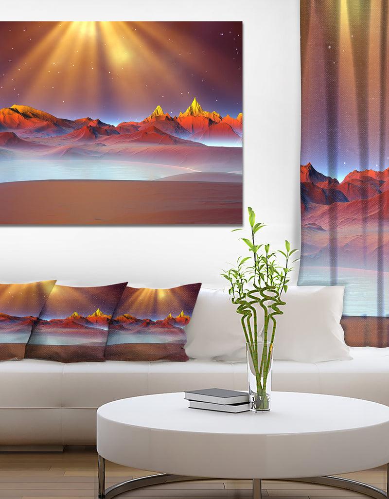 DesignQ Alien Landscape at Sunset - Landscape Canvas Wall Artwork