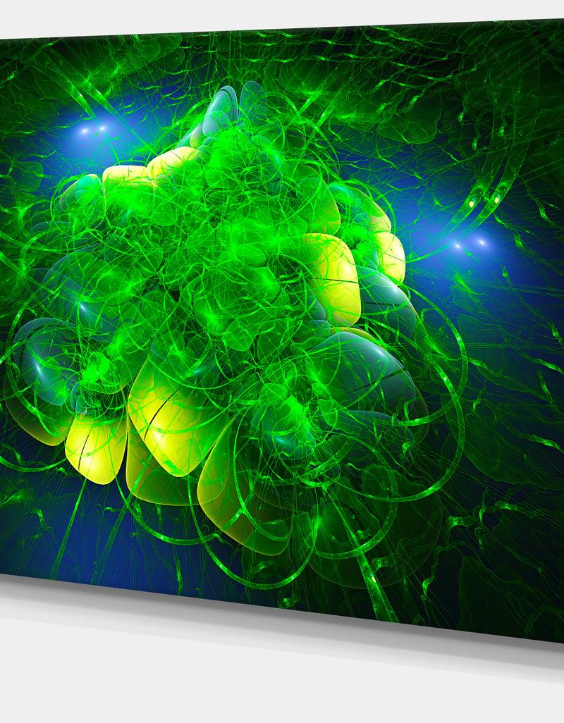 DesignQ Alien Mystical Flower Green - Floral Digital Art Canvas Print