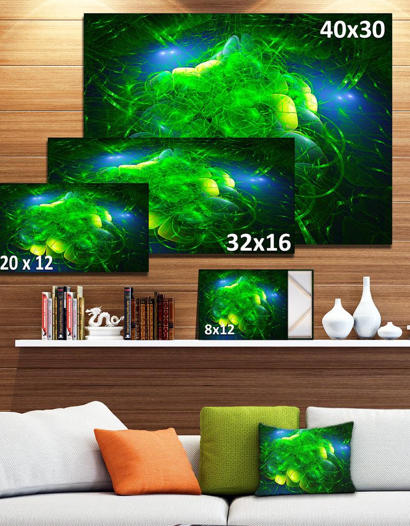 DesignQ Alien Mystical Flower Green - Floral Digital Art Canvas Print
