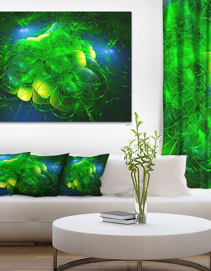 DesignQ Alien Mystical Flower Green - Floral Digital Art Canvas Print