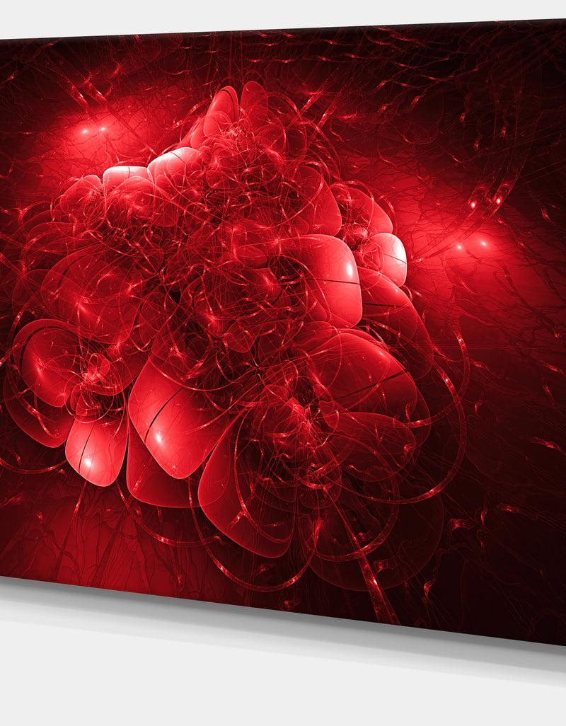 DesignQ Alien Mystical Flower Red - Floral Digital Art Canvas Print