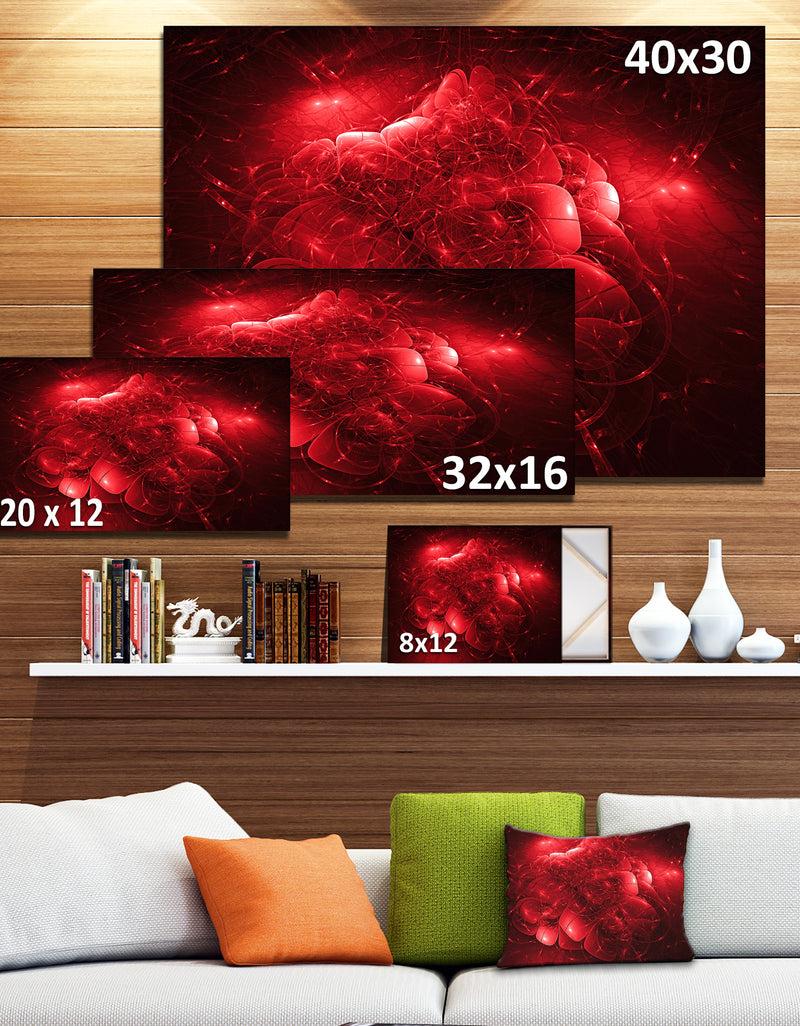 DesignQ Alien Mystical Flower Red - Floral Digital Art Canvas Print