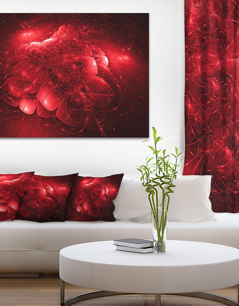 DesignQ Alien Mystical Flower Red - Floral Digital Art Canvas Print