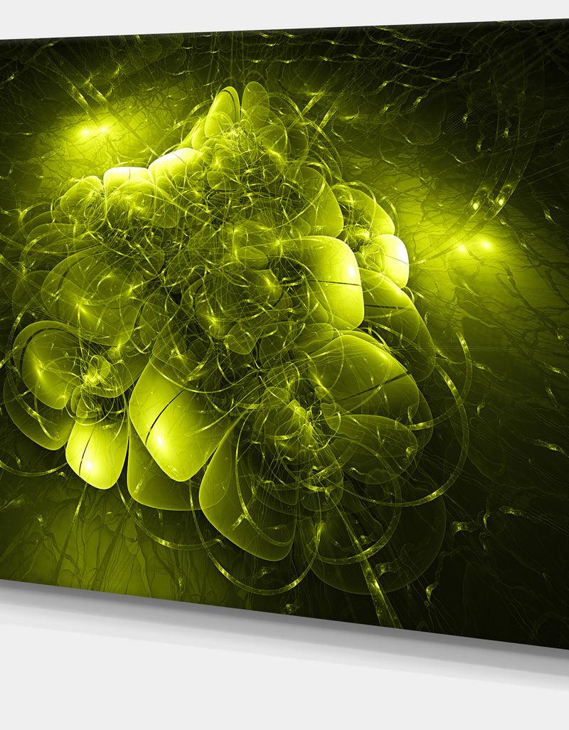 DesignQ Alien Mystical Flower Yellow - Floral Digital Art Canvas Print