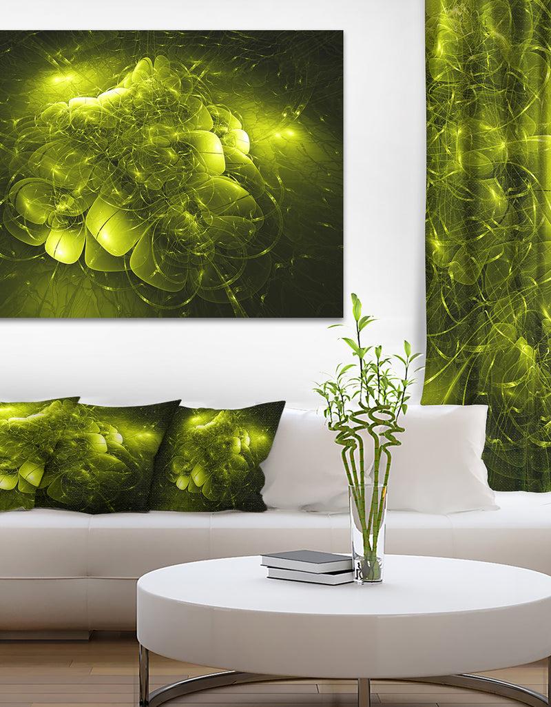 DesignQ Alien Mystical Flower Yellow - Floral Digital Art Canvas Print