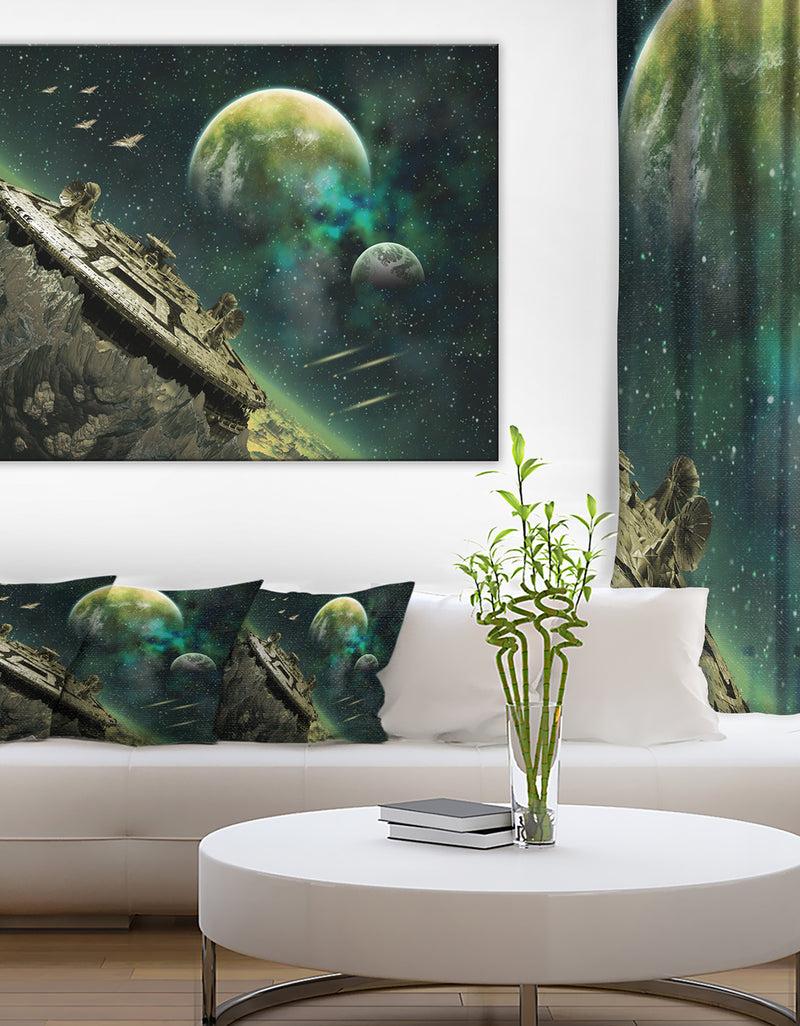 DesignQ Alien Planet Digital Artwork Print on Canvas