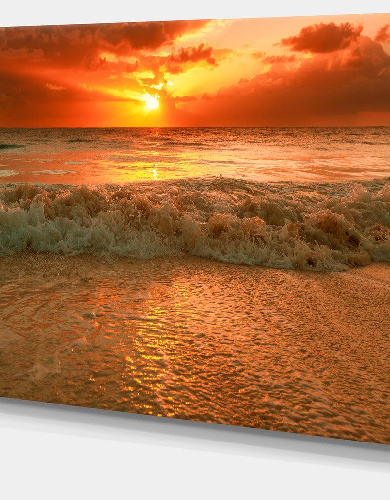 DesignQ Amazing Beauty Of Sun Reflection In Sea - Extra Large Seascape Art Canvas