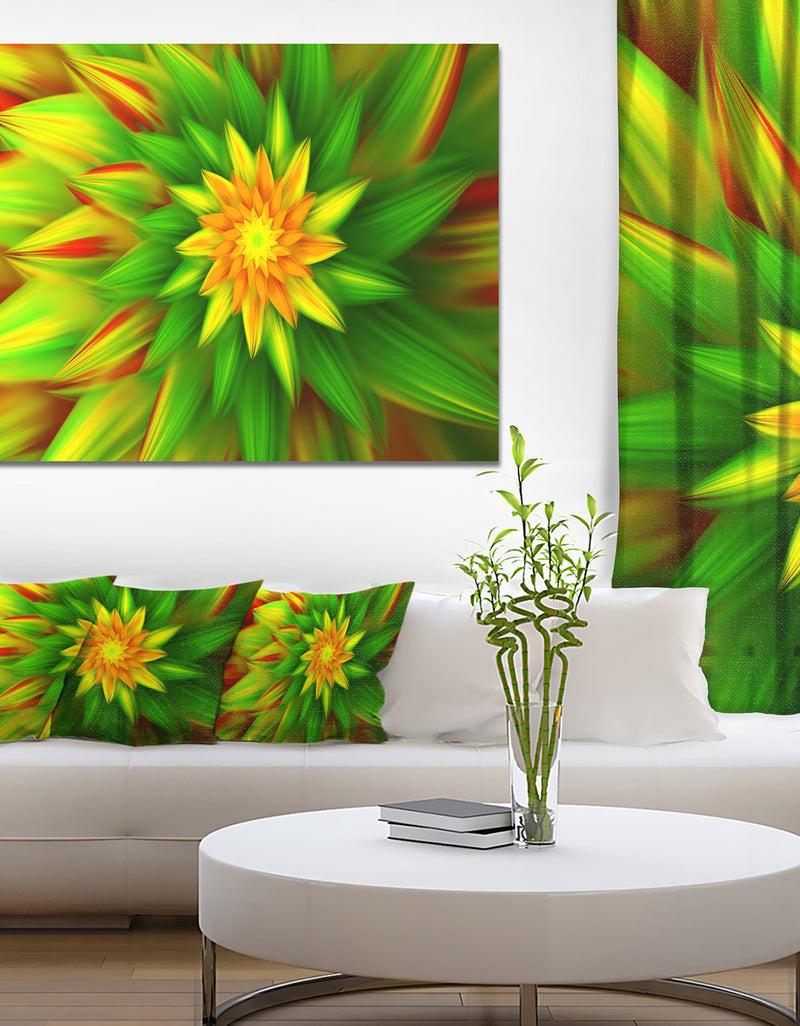 DesignQ Amazing Dance of Green Petals - Extra Large Floral Canvas Art Print